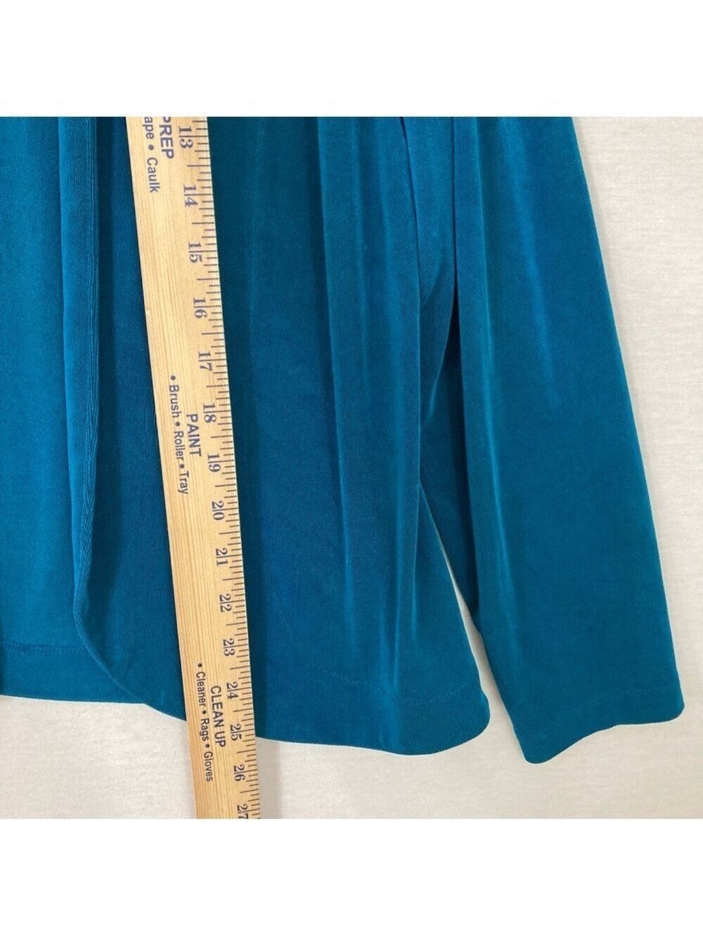 #0075 - Chico's Teal Open-Front Velvet Cardigan - Picture 5 of 8